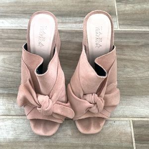 Zara suede pink bow heels